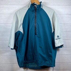 Sunice Large Typhoon Short-Sleeve Wind Pullover 1/2 zip jacket white teal blue
